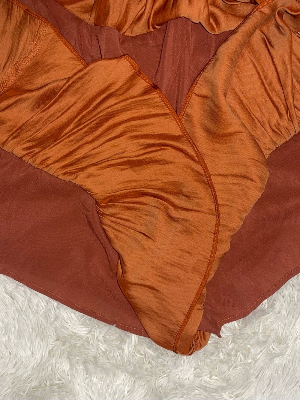 Satin layered mini dress romper jumper with spaghetti straps Size S - Picture 14 of 14